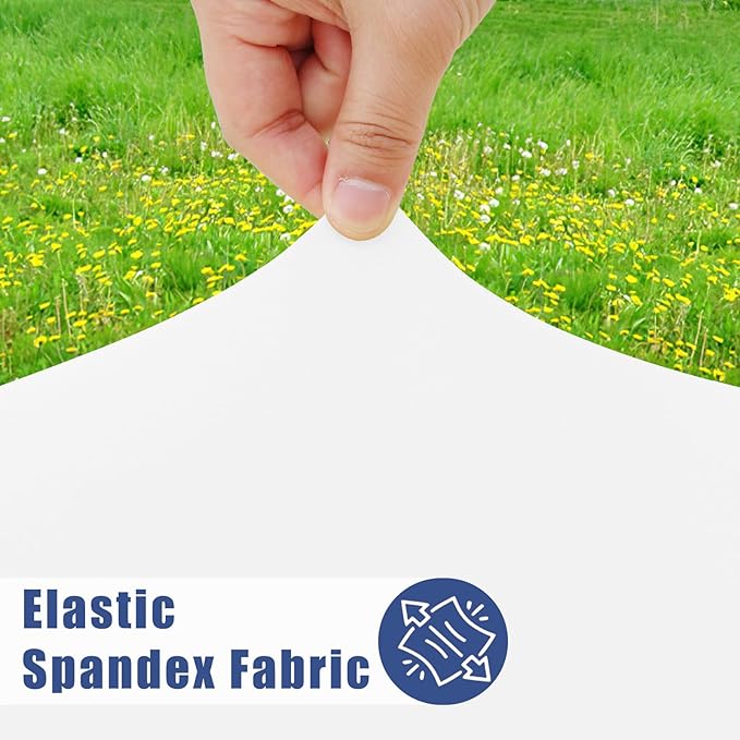 Round Spandex Tablecloth, Elastic Fitted Waterproof Tablecloths for 57"-68" Tables, Stretch Washable Picnic Table Cover for Camping, Dining, Indoor and Outdoor, White