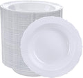 DaYammi 100 Pack Plastic Bowls with Silver Rim, 12oz Disposable Soup Bowls, Heavy Duty Dinner Bowls for Weddings, Silver Disposable bowls Parties, Dinners, Catering and Everyday Use