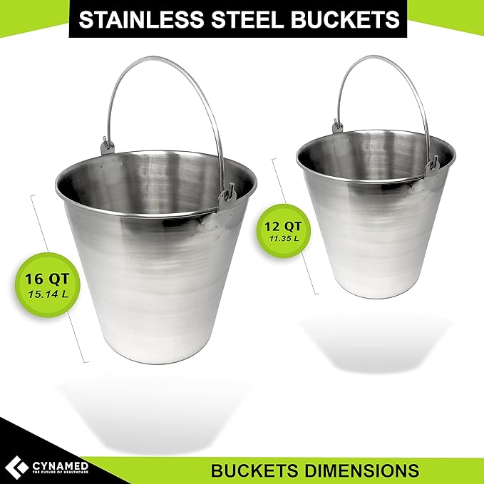 Lab Bucket Stainless Steel Perfect for Medical, Laboratory and Veterinary Applications (12 QT)