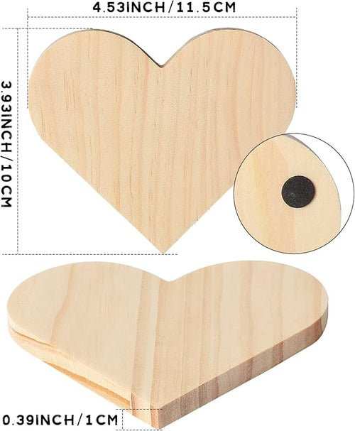 12 Pieces Unfinished Wood Coasters, GOH DODD 4.5 Inch Wooden Slices Blanks Bulk Set with Foot Pads for DIY Crafts Laser Engraving Wood Burning Staining Painting Decoupage Valentine's Day, Heart