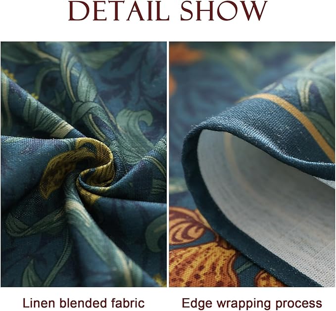 patdrea Designer Vintage Dark Blue Linen Square Tablecloth,French Rustic Floral Pattern Tablecloths,Decorative Table Cover Cloth for Kitchen,Dining,Tea Party,Home,Christmas,55"*55"