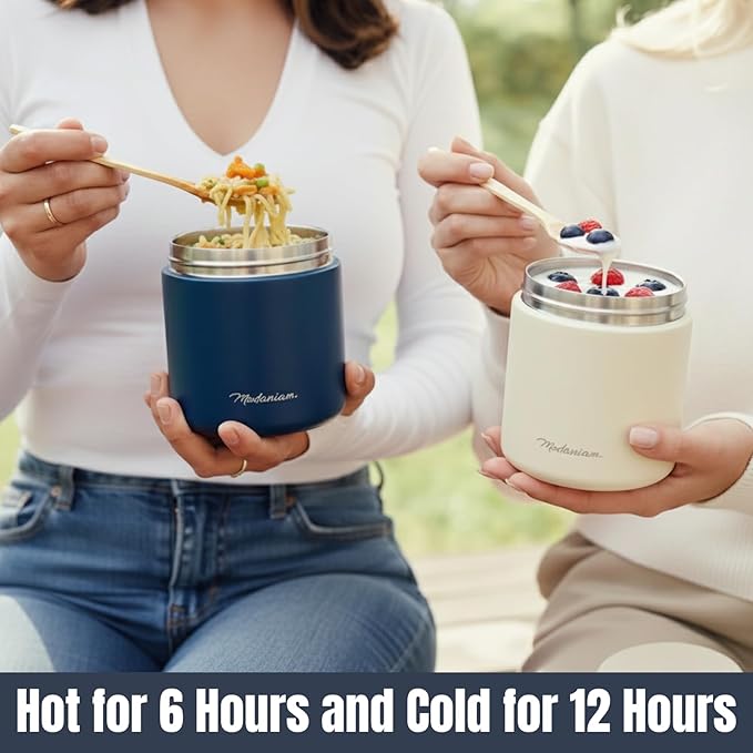 Stainless steel Insulated Food Jars set (16Oz + 12 OZ) wide mouth, Insulated Lunch Containers,Insulated food container, Hot Food Lunch Container, Hot Lunch Box - Midnight Navy