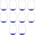 DISCOUNT PROMOS 10 ARC Stemless Wine Glasses Set, 21 oz. - Chardonnay, Cabernet, Merlot, Sauvignon - Blue