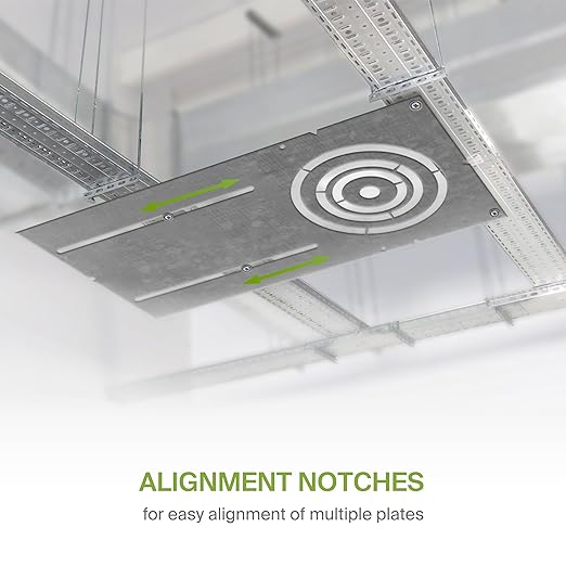 ASD 18 Inch New Construction Mounting Plate with Asymmetric Round Hole - 3/4/6 Inch Flat Steel Rough in Wafer Light Bracket, Shallow LED Recessed Lighting Housing, 24 Pack