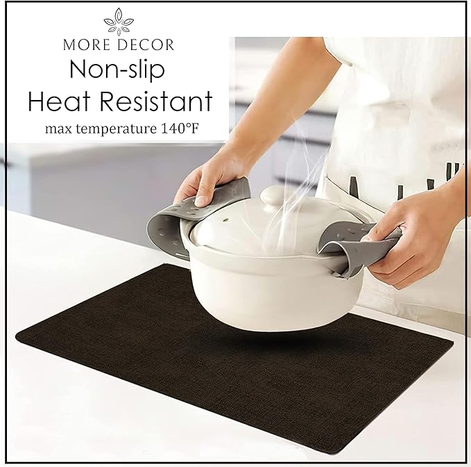 More Décor Faux Leather Placemats Set of 4 for Dining Table – Waterproof, Wipeable, Washable, Stain & Heat Resistant, Non-Slip Table Mats – 12 X 17 Inch, Dark Grey
