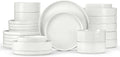 Herogo 24 Piece Dinnerware Sets with Pasta Bowls for 6, Dinner Salad Plates and Cereal Serving Bowls, Stoneware Dishes Dinner Ware for Kitchen Dining, Dishwasher & Microwave Safe, Speckled White