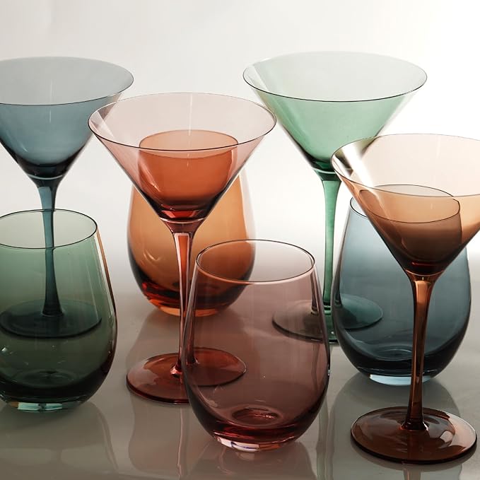 Colored Stemless Wine Glasses for Red or White Wine (Set of 4), 18-Ounces, Large Wine Glasses for Cabernet, Pinot Noir, Burgundy, Bordeaux (4color)