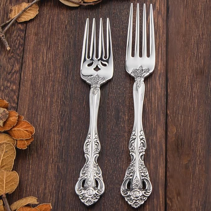 TWEE Luxury Fine Silverware Set for 10 Flatware Set 50 Pieces Relief Sculpture Openwork Design Elegant Tableware Set 18/10 Stainless Steel Cutlery Set Utensil Sets for Home Restaurant Dishwasher Safe