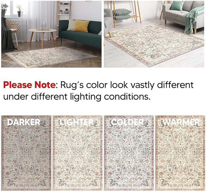 Keen Home Design 2x3 Rug - Machine Washable Entry Rug with Non-Slip Backing, Ideal for Enteryway, Kitchen, Bathroom, Laundry Room - Vintage, Easy Clean, Durable, Low Pile Rug - (2' x 3')