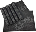 Gugrida Luxury Black Placemats Set of 6 Crossweave Woven Vinyl Placemat for Dining Table Heat Resistant Non-Slip Kitchen Table Mats Easy to Clean