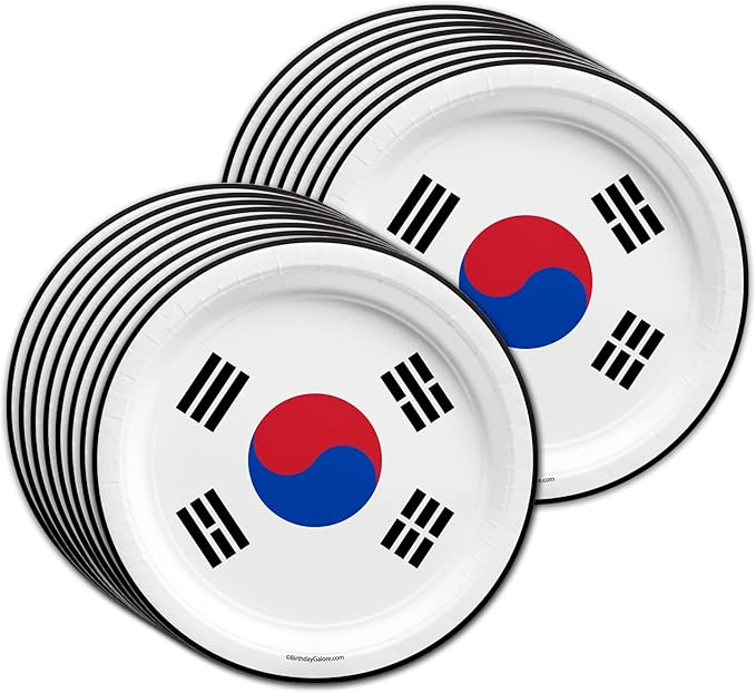 South Korean Flag Birthday Party Supplies Set Plates Napkins Cups Tableware Kit for 16