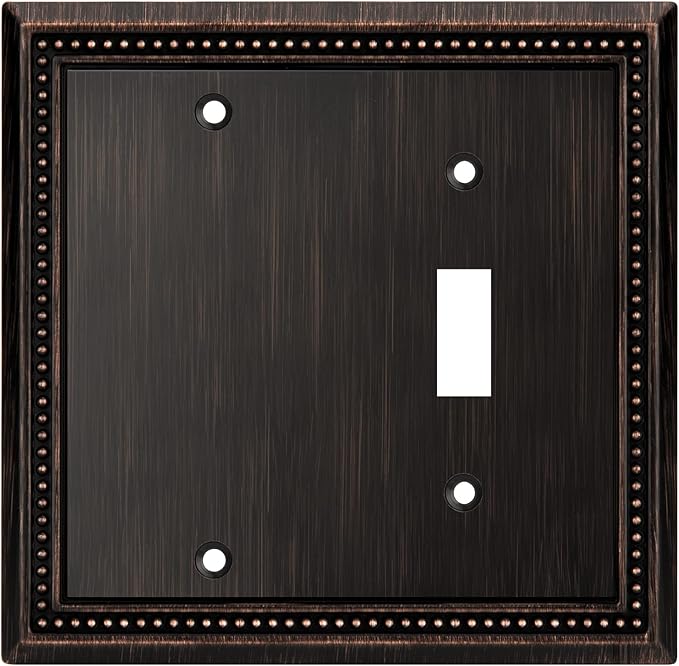 Henne Bery Sunken Pearls Heavy Duty Decorative Wall Plate Switch Plate Outlet Cover (Blank/Toggle, Aged Bronze)