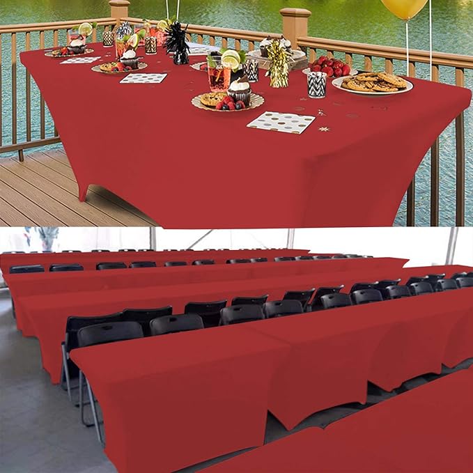 RELIANCER 2 Pack Stretch Spandex Table Covers for Rectangular Tables,4FT Elastic Fitted Tablecloth,Universal Rectangular Table Cloth Protector for Outdoor Party,Wedding,Bar,Birthday,Banquet,Events