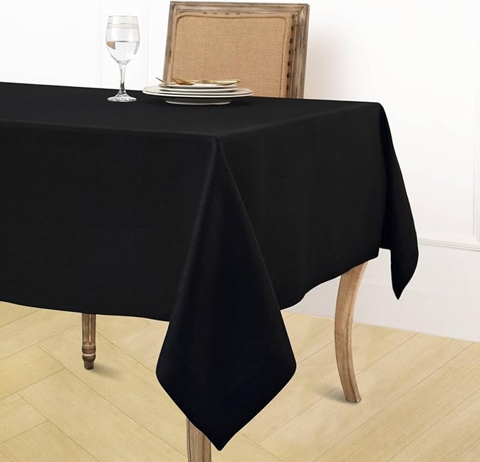 Solino Home Linen Black Tablecloth 60 x 156 Inch - 100% Pure Linen Rectangular Tablecloth - Machine Washable Table Cloth for Easter - Fete