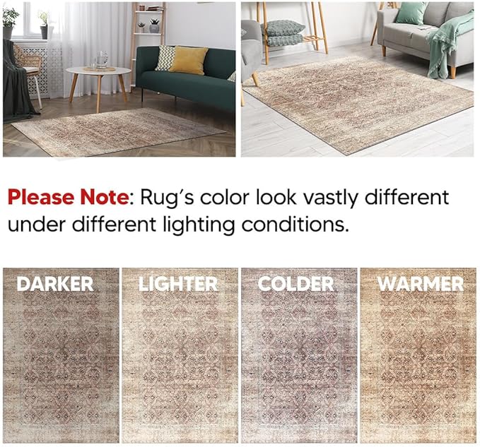 Keen Home Design 2x10 Rug - Machine Washable Runner Rug with Non-Slip Backing, Ideal for Hallway, Entryway, Kitchen, Laundry Room - Vintage, Easy Clean, Durable, Low Pile - (2'6" x 10')