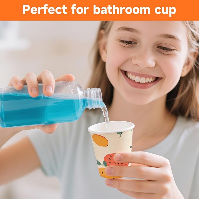 300 Pack 3 oz Bathroom Cups, Disposable Paper Cups with Rolled Rim, Small Paper Mouthwash Cup for Guest Bathrooms, Vanity & Office Use, Off-white
