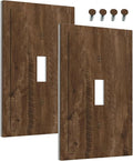 Decorative Light Switch Cover Brown Rustic Wood Grain Farmhouse 1 Gang Wall Plate Cover Single Toggle Outlet Covers Switchplate Electrical Faceplate for Cabin Bedroom Decor（2 Pack）