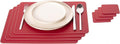 Nikalaz Set of 4 Placemats and 4 Coasters Made of Recycled Leather (15.75''x11.81'', Red)
