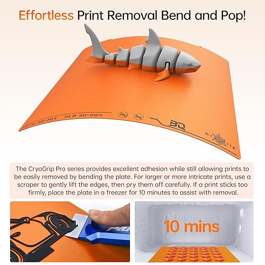 BIQU CryogripPro Frostbite Matte Orange Cold Build Plate for Prusa MK4/MK4S/MK3/MK3S/CORE One/CORE One+ 3D Printers 254.5x241.5MM Double-Sided Upgrade Room Temperature Print Removable Surface Platform
