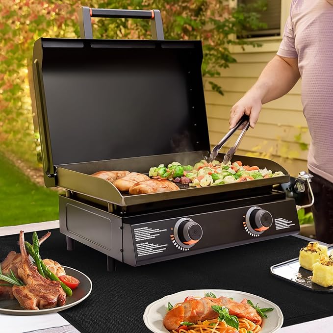 24x36in Heat Resistant Grill Mats for Outdoor Grill to Protect Your Prep Table and Outdoor Grill Table - Fire Proof & Water Proof & Oil Proof BBQ Mat - Black (0.6mm)