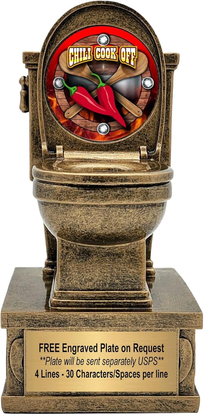 Decade Awards Action Pedestal Gold Toilet Bowl Trophy with Optional Inserts - Custom Engraved Plate On Request (7 Inch Tall)