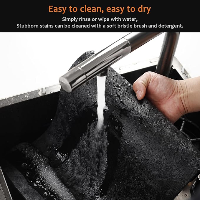Vinyl Placemats Set of 4 Faux Leather 100% Waterproof Wipeable Washable Place Mats Heat Resistant Easy Clean Non-Slip Table Mats for Indoor Outdoor. (4,Black)