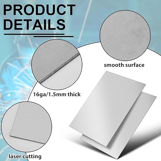 12 x 18 Inch 16 Gauge Mild Steel Sheet Metal Plate, Square Weldable Carbon Cold Rolled Panels for Industrial DIY Welding, Craft Use Accessories, Easy Formability Smooth Surface