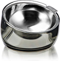Felli Pet Oblik Acrylic Raised Dog Food Water Bowl Stainless Steel Slanted Oval Dish for Short Leg Puppy & Small Medium Pet, Elevated Tilted Metal Feeder (Smoky, 1.5 Cups Oval Dish)