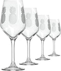 Rolf Glass Fresh Pineapple White Wine Glass | 10.75oz | Lead-Free and Diamond-Wheel Engraved | Engraved in the US | Tropical Glassware with Etched Pineapple Design | Set of 4