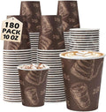 180 Pack 10 oz Disposable Paper Coffee Cups, Hot/Cold Beverage Drinking Cups, Brown Hot Coffee Cups for Party, Picnic, Travel, and Events