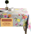 Maison d' Hermine Table Cloth Rectangle Table 100% Cotton 60 x 90 Inches Tablecloth Reusable Decorative for Dining Room Farmhouse Home Valentines Day Decorations Spring Summer - Jardin D'Ete - Fog
