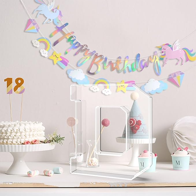 11" Acrylic Letter Charcuterie Tray, Charcuterie Letters Fillable Box for Food, Reusable Serving Cake Candy Dish Display Tray for Birthday Anniversary Party Decoration (Letter D)