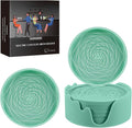 Silicone Coasters Set of 6 with Holder, Unique Rose Petal Design, Drink Coasters for Table Protection, Cup Mat for Hot-Cold Beverages, Modern Non-Slip, Non-Stick Design, Ideal Gift(6 Pack, Mint Green)