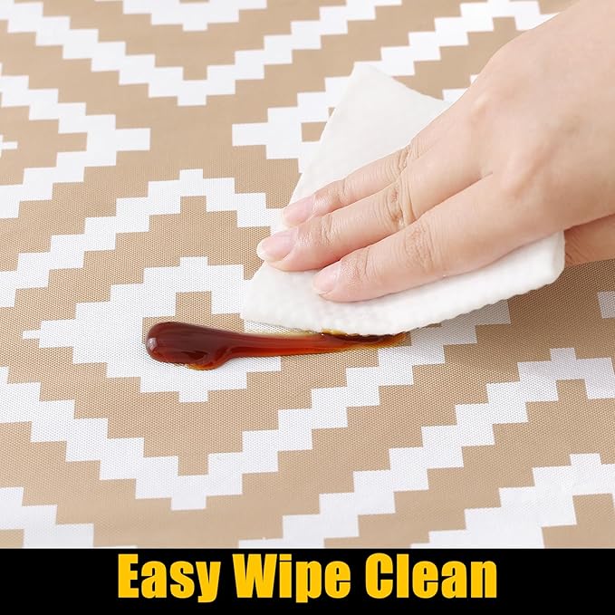 Smiry Rectangle Table Cloth Cover, Waterproof Elastic Fitted Picnic Tablecloth for 5 Foot Tables, Wipeable Flannel Backed Vinyl Tablecloths for Camping, Dining, Outdoor (Khaki, 30" x 60")