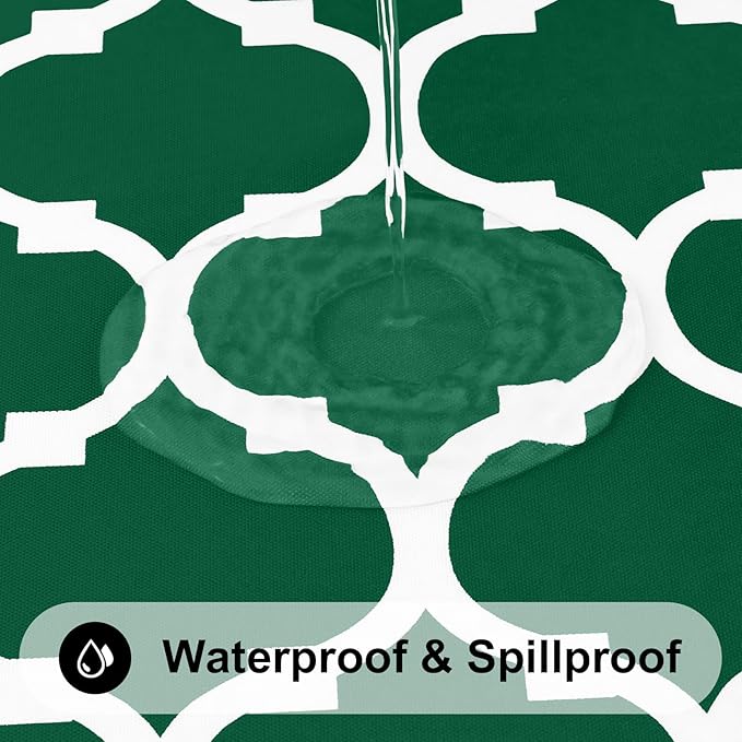 Smiry Rectangle Tablecloth, Waterproof Vinyl Tablecloths with Flannel Backing for Rectangle Tables, Wipeable Spillproof Plastic Tablecloth for Dining, Indoor and Outdoor (60"x84", Emerald Green)