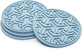 Drink Coasters for Tabletop Protection - Set of 4 No-Slip Silicone Rubber Coasters for Coffee Table, Desk & More - USA-Made Coasters for Drinks w/Liquid-Catching Grooves (Dusk Blue)