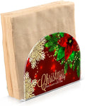 Napkin Holder Christmas Poinsettia and Snowflakes Crystal Clear Acrylic Napkin Holders Paper Napkin Holder Dining Table Dispenser for Kitchen Restaurant Home Decor Bar Accessories