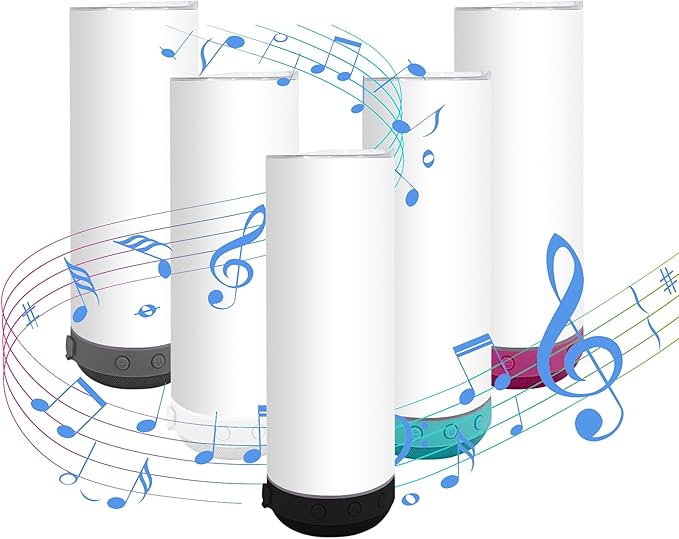 20oz Sublimation Tumbler Blank Bluetooth Tumbler with Straw and Lid, Double-Wall Stainless Steel Vacuum Insulation cups, RemovableRechargeable Bluetooth Wireless Speaker