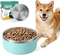 IKITCHEN Dog Bowl for Food and Water, 64 Oz Stainless Steel Pet Feeding Bowl, Durable Non-Skid Double Wall Insulated Heavy Duty with Rubber Bottom for Medium Large Dogs (64 Ounces/8 Cup, MintGreen)