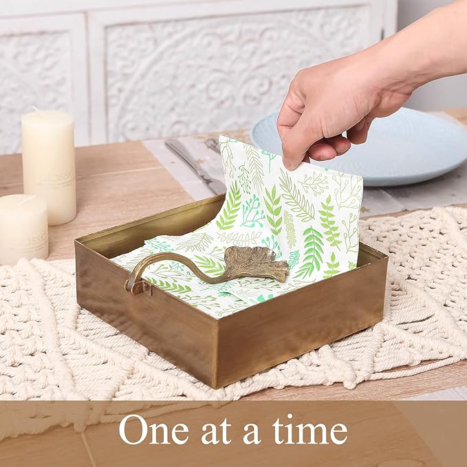 NIKKY HOME Farmhouse Napkin Holder, Rustic Tissue Dispenser, Flat Paper Hand Towel Caddy, Vintage Cooktail Napkin Tray Decor for Kitchen, Countertop, Dining Table, Restaurant, Outdoor - Bronze