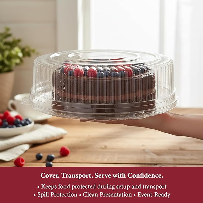 Smarty Had A Party 18 Inch Clear Round Plastic Tray Lids – Stackable Plastic Dome Lids for Catering Trays with Lids, Party Platters & Food Displays – BPA-Free Disposable Dome Covers – 25-Pack