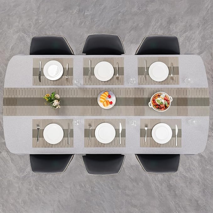 Placemats Set of 6, Vinyl Woven Place Mats Indoor Set of 6 Washable Wipeable PVC Table Mats Heat-Resistant Non Slip Placemat for Kitchen Dining Outdoor Table (Gray Dark Gray, Set of 6)