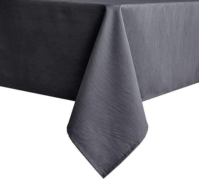 maxmill Jacquard Table Cloth Waving Pattern Water Resistant Wrinkle Resistance Heavy Weight Soft Tablecloth for Kitchen Dinning Tabletop Decoration Oblong 60 x 140 Inch Charcoal