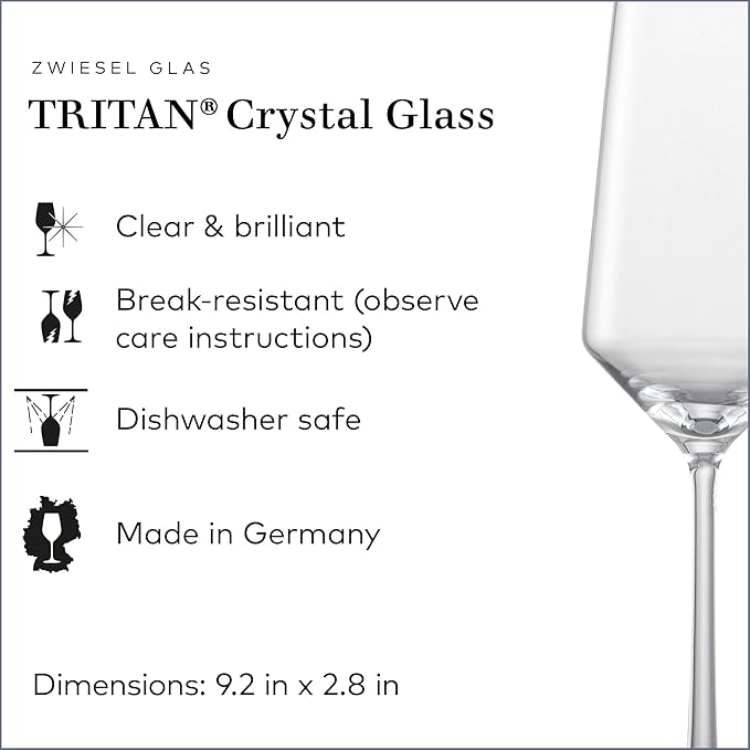 ZWIESEL GLAS Pure Champagne Glass (Set of 2), Champagne Flutes with Effervescent Point, Dishwasher-Safe Tritan Crystal Glasses, Made in Germany (7 Ounce)