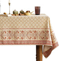 ISAENNE Designer Linen Floral Extra Long Rectangle Tablecloth,Pale Yellow Farmhouse Indoor Table Cloth,Durable Decor Tablecloths for Dining Kitchen Thanksgiving,67"*118"-Chamonix A
