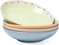 Handmade 8.4'' Ceramic Large Pasta Bowls Set of 4 – 35oz Floral Salad Bowls for Pasta, Soup, Noodles, Salad & Dinner – Microwave, Dishwasher & Oven Safe – Spring Blossom
