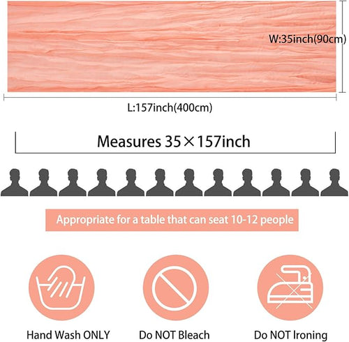12 Pack 13Ft Cheesecloth Table Runner 35x157 Inch Boho Gauze Table Runner Cheese Cloth Long Table Runners Rustic Table Runners for Wedding Bridal Shower Birthday Party Table Decor (Peach Coral)