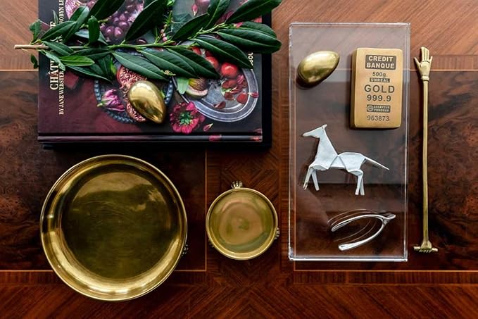 Round Clawfoot Dish — by Alice Lane Home Collection — Gold — for Home Decor, Candles, Jewelry, Perfume, Cosmetics, and Coffee Table — Size Large (Small)