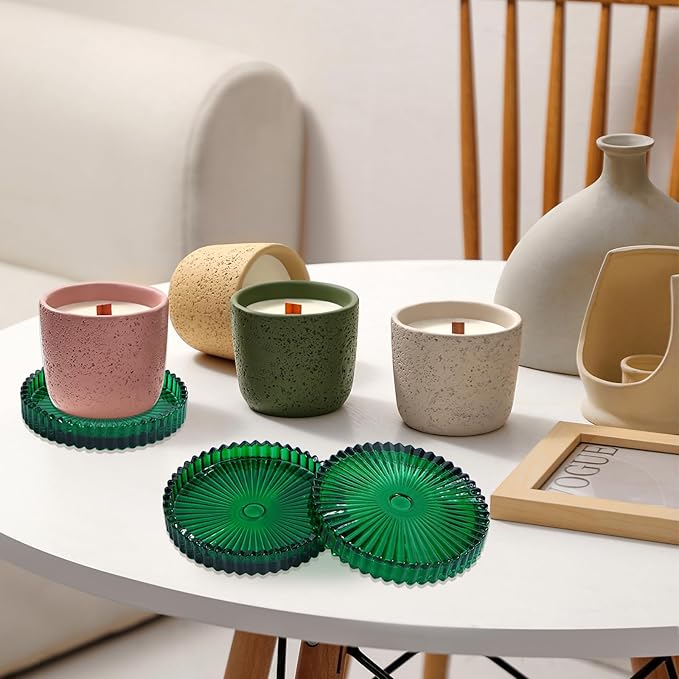 Glass Coasters Pack of 12 for Drinks,Round Cup Coasters,Crystal Coasters Coffee Coaster Table Coasters Pub Coaster,Decor for Office Kitchen Bar Dining Room Living Room,Jewelry Storage,Green