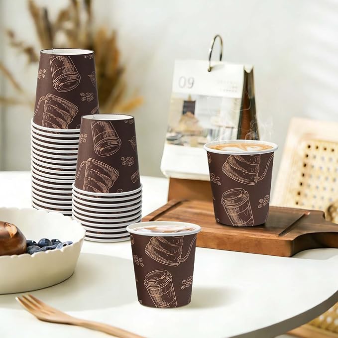 300 Pack 6 oz Disposable Paper Cups, Food Safe Paper Coffee Cups Hot Cold Beverage Drinking Cup for Coffee, Water, Tea, Juice, Espresso